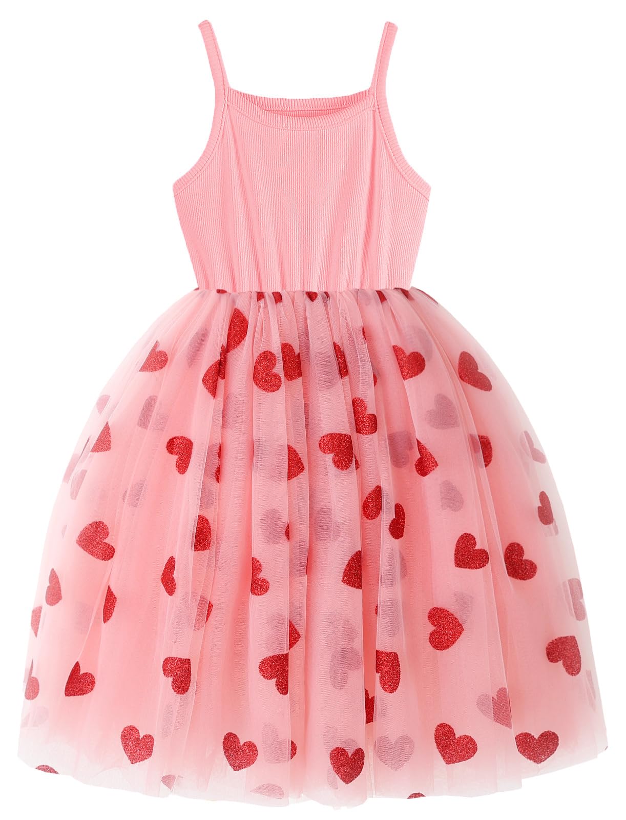 GSVIBK Baby Girls Tutu Dress Toddler Cotton Tutu Dress Sleeveless Infant Tulle Dresses Princess Party Dress 580 Pink Heart 80