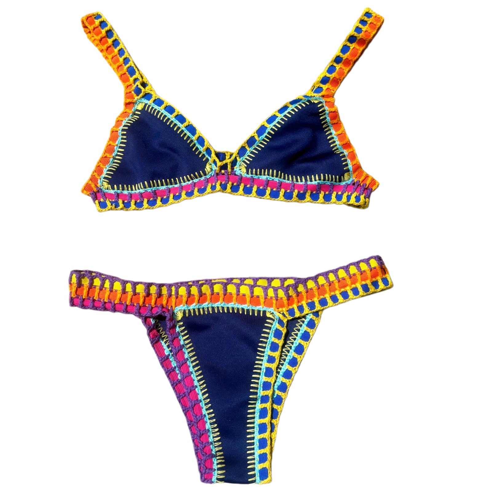 Bikini 2025 Gancio Mano per Le Donne, Sexy Bandeau Push-up Costume da Bagno, Abito Bagno all'Uncinetto Patchwork Solido, Abbigliamento Spiaggia Elegante-United States-bikini5-l