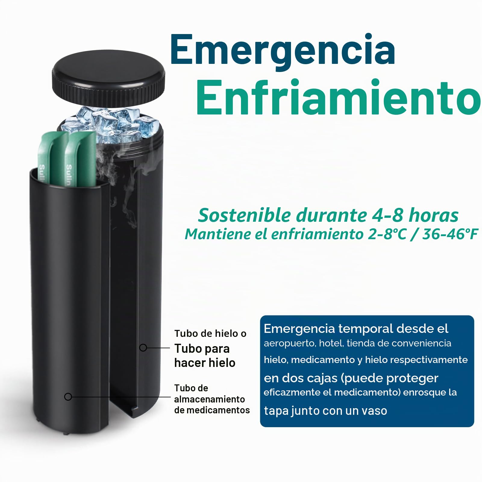 52H Nevera de insulina viaje, 5-7 Plumas nevera portátil medicamentos
