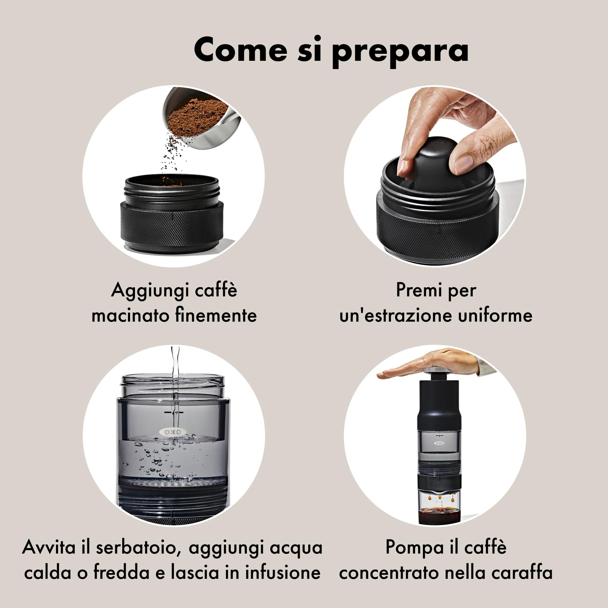 OXO Brew Rapid Brewer - Caffettiera manuale portatile, filtro in acciaio inossidabile integrato, resistenza regolabile, compatta e leggera, non sono necessari cialde o filtri di carta