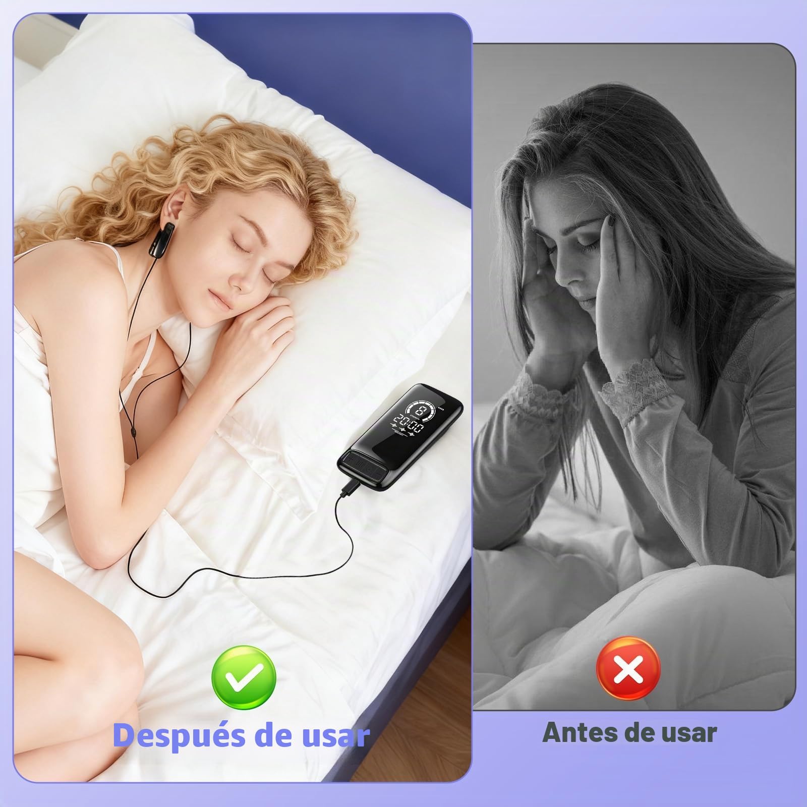 Dispositivo avanzado de ayuda para dormir, dispositivo de estimulación del nervio vago con clips para las orejas. Dispositivo de ayuda para dormir para adultos. Reduce la ansiedad. Alivia la fatiga