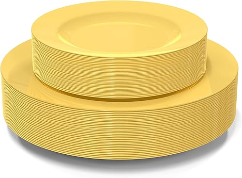 Vista 26 de POSATE Platos de plástico desechables, 60 unidades, 30 platos llanos resistentes de 10.25 pulgadas y 30 platos de postre de 7.5 pulgadas para Rosado