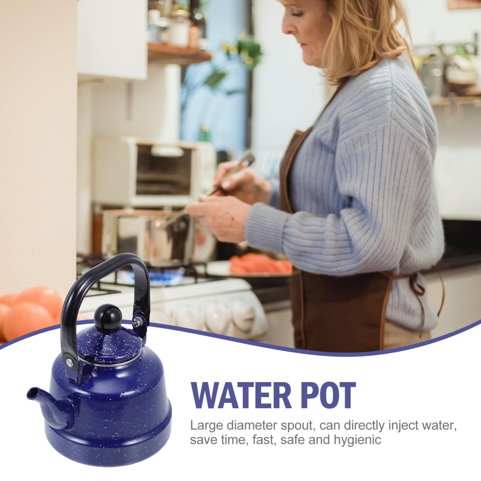 DOITOOL Emaille Teekessel Vintage Emaille Teekanne 1.1L Porzellan Teekessel Camping Kaffee Wasserkocher Herd Kessel Heißwasser Boiler Topf für Heißwasser Tee Zubehör
