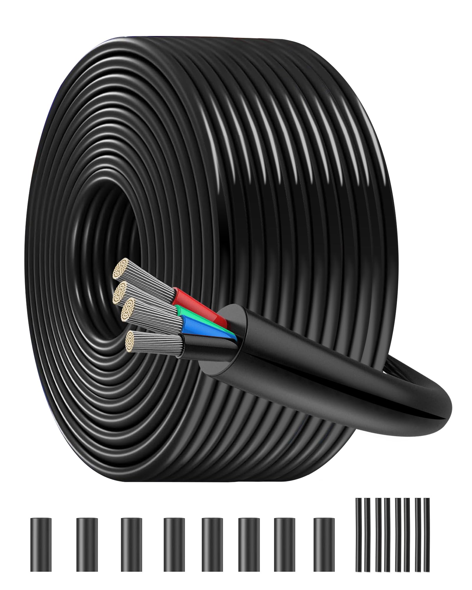 16 Gauge 4 Conductor Wire | Oxygen-Free Tinned Copper 1.5mm² Core × 4 | 82.02FT/25M Flexible PVC Sheathed Cable | 12V/24V/240V/300V Rated for LED Lighting Transformers, Automotive Electrics