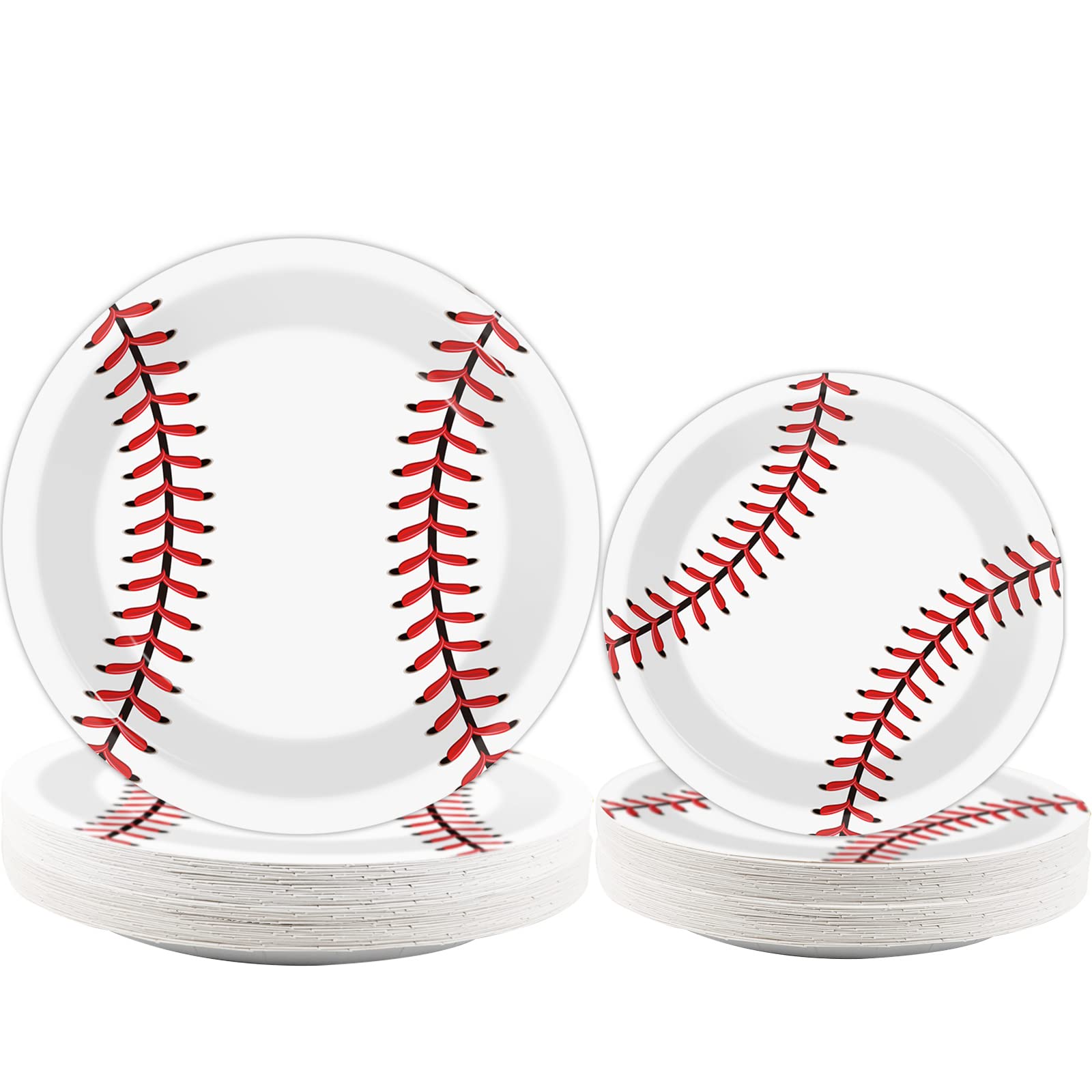 48pcs Baseball Party Supplies Bundle Paper Plates Set Disposable Baseball Party Dinner Dessert Plate Birthday Tableware Decorations Favors for Boys