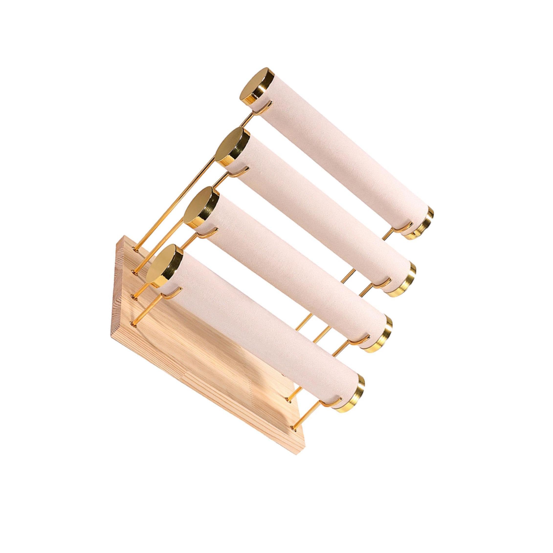 Twisaxc Beige Bracelet Bangle Organizer Holder 4 Tier Velvet Display Stand Effectively Showcases Jewelry Collection Bracelet Displays For Selling Organizer Showcase, 29X22x30.5cm
