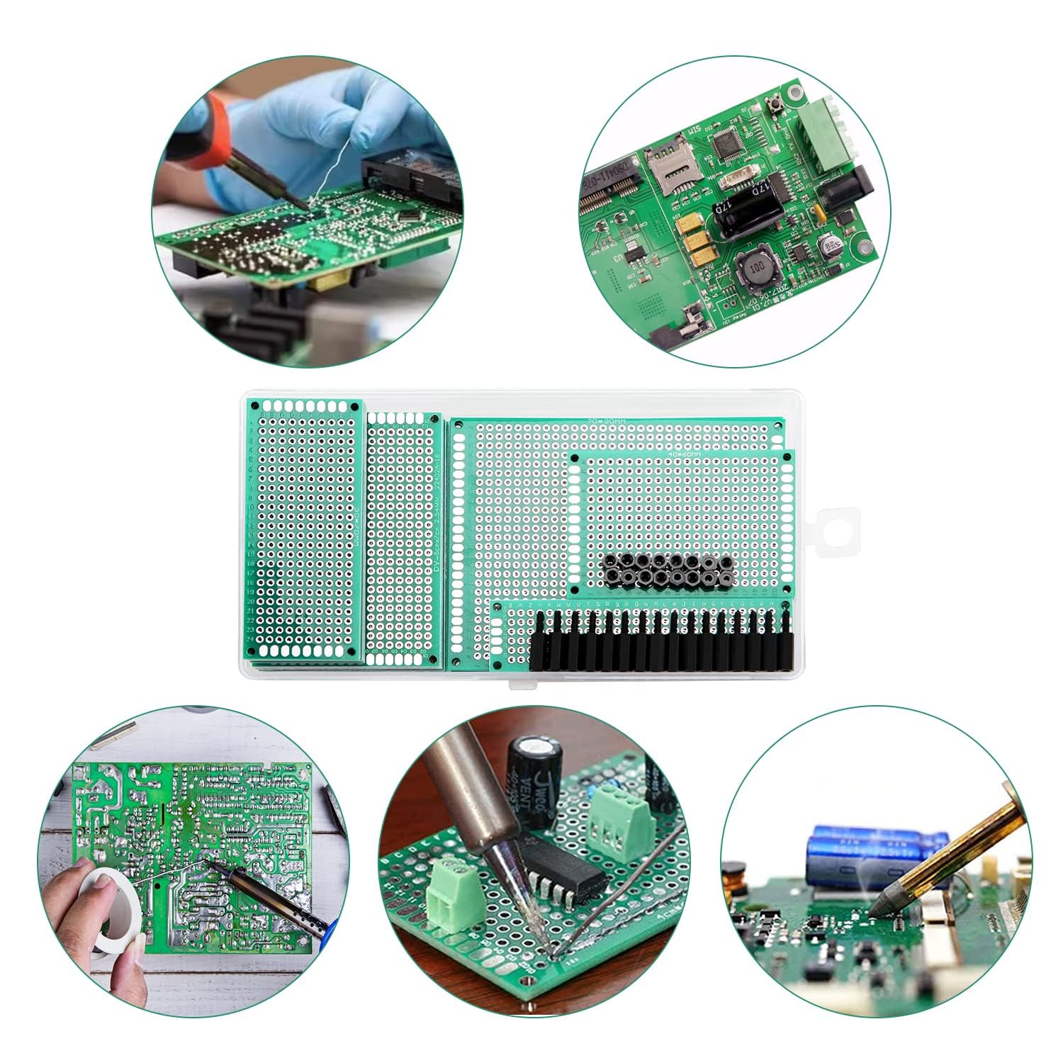 Juego De 48 Placas PCB, 12 Placas De Doble Cara, Terminales De Tornillo Y Conectores, Para Proyectos Electrónicos