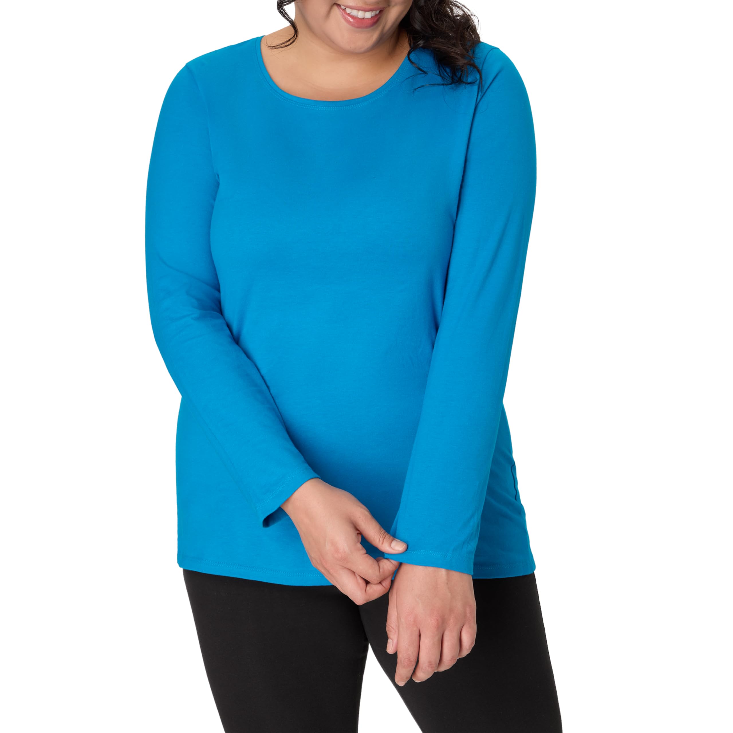 Women's Cotton Long Sleeve T-Shirt, Crew Neck, Regular & Plus Size, Deep Dive, 20