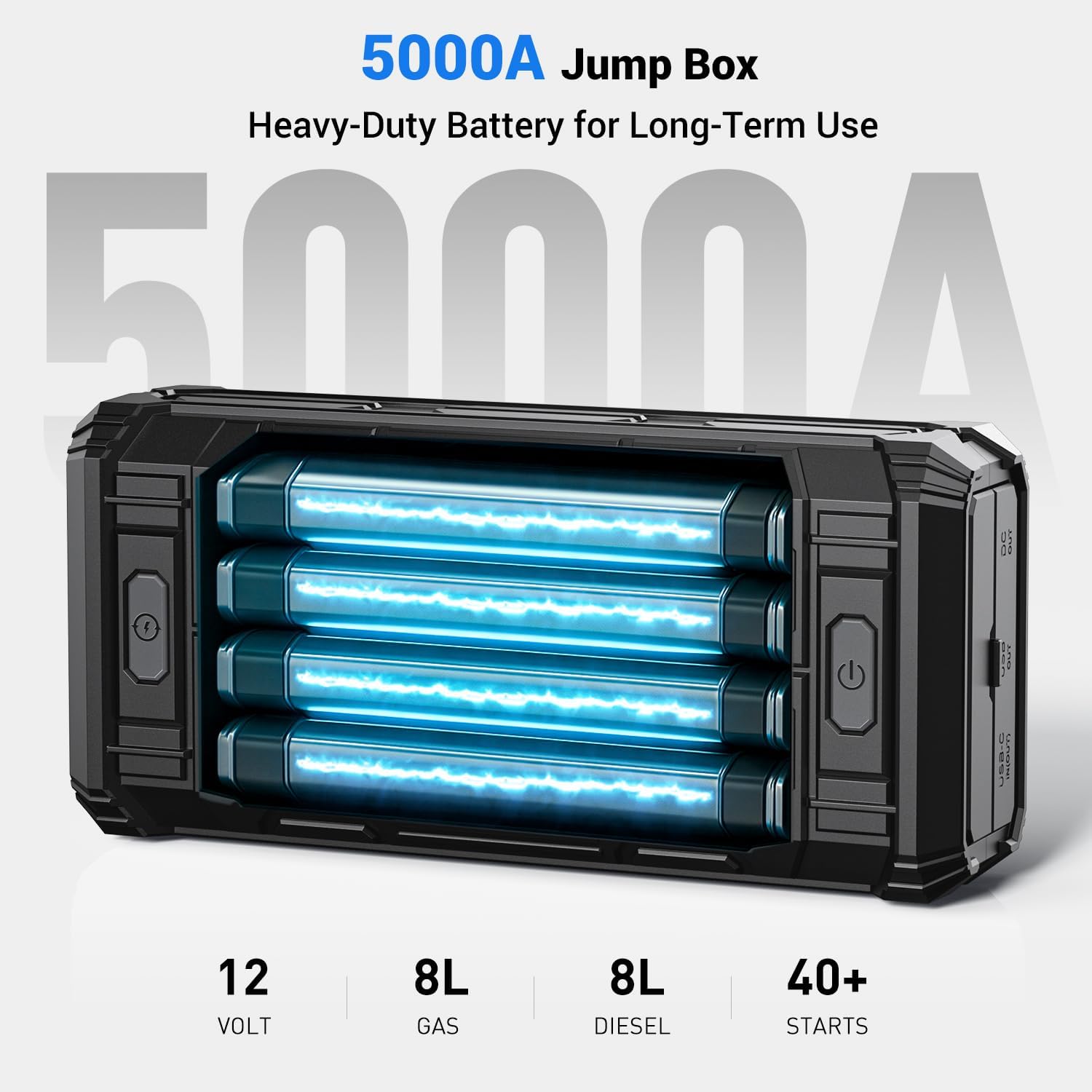 AVAPOW TJ18 5000A Battery Jump Starter Portable with 4" HD Display PD 18W Fast Charging,12V Jump Box, Car Battery Jump Starter for 8.0L Gas & Diesel Engines - Image 6