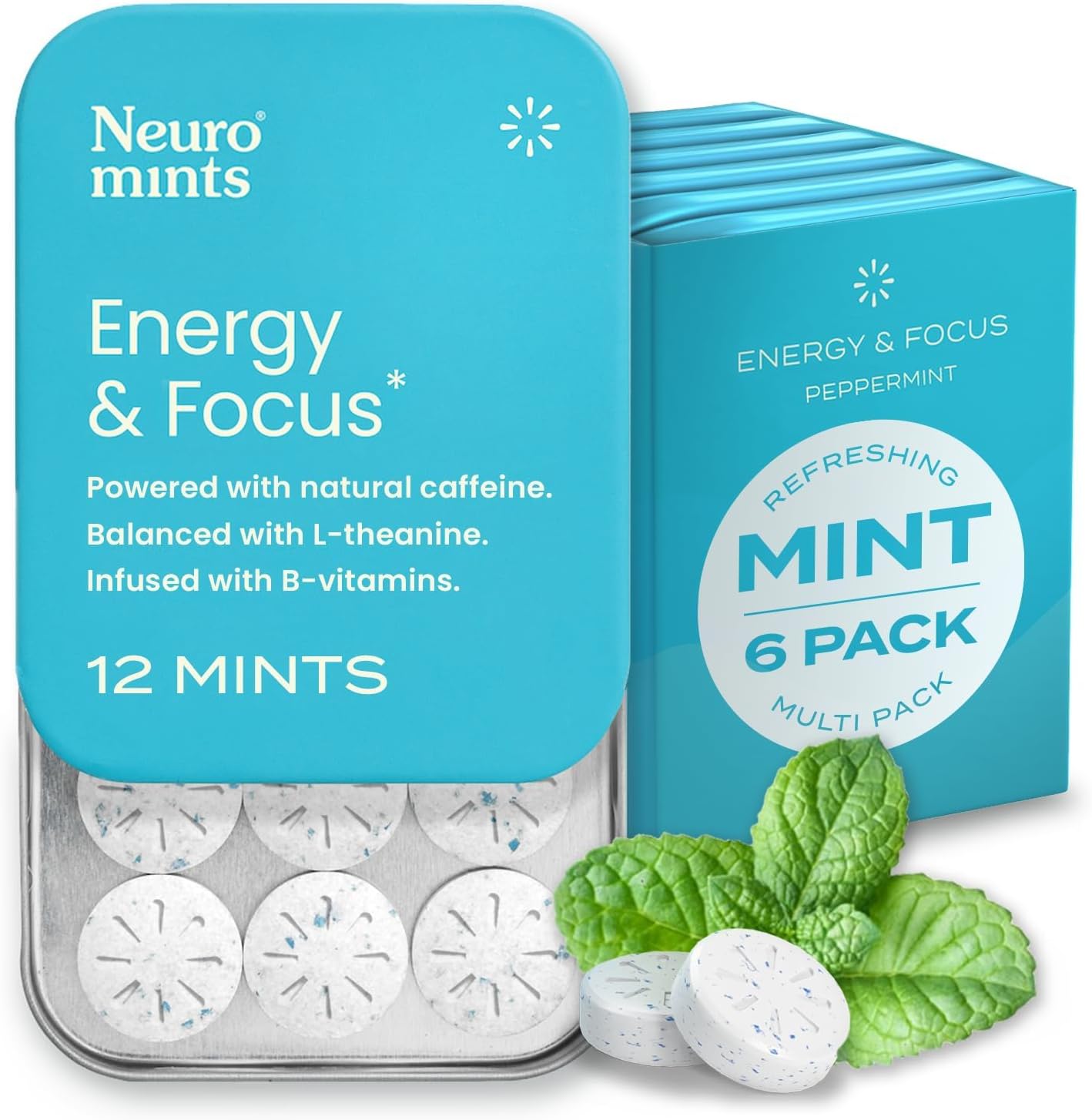 Amazon.com: NeuroGum Energy & Focus Mints (72 Count-6 Pack, Peppermint ...