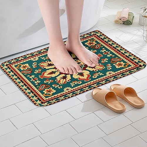 Miniatura 70 de Erosebridal Tapete de baño oriental vintage, Art Deco floral para puerta de entrada, tapete de baño tribal bohemio, tapete de baño tradicional