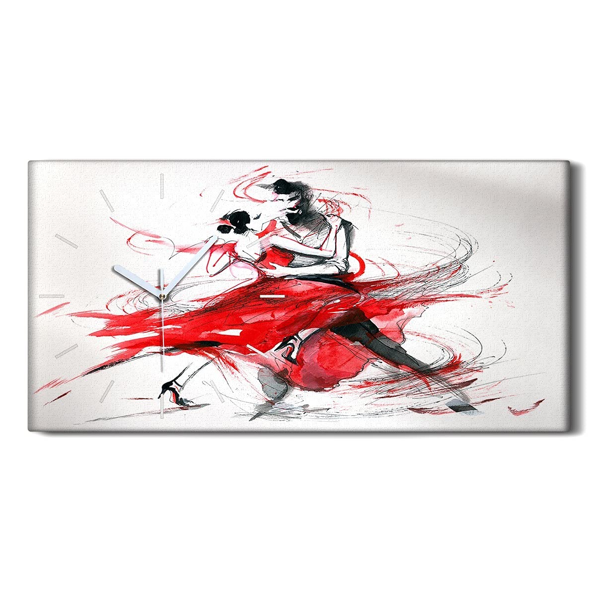 Horloge sur Toile 60x30cm Tango Moderne - Coloray Pendule Silencieuse Salon