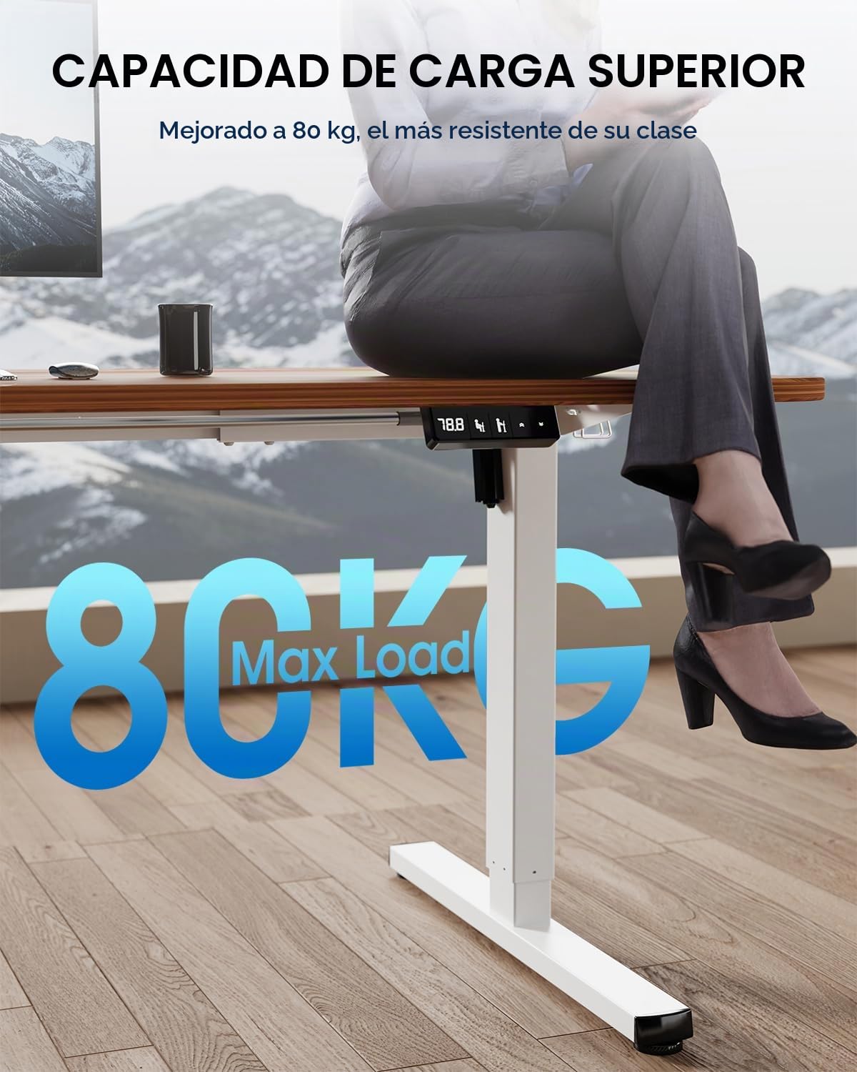 Estructura de escritorio regulable en altura con bandeja para cables, estructura de mesa eléctrica ajustable en altura con motor potente, controlador de memoria y función de protección contra