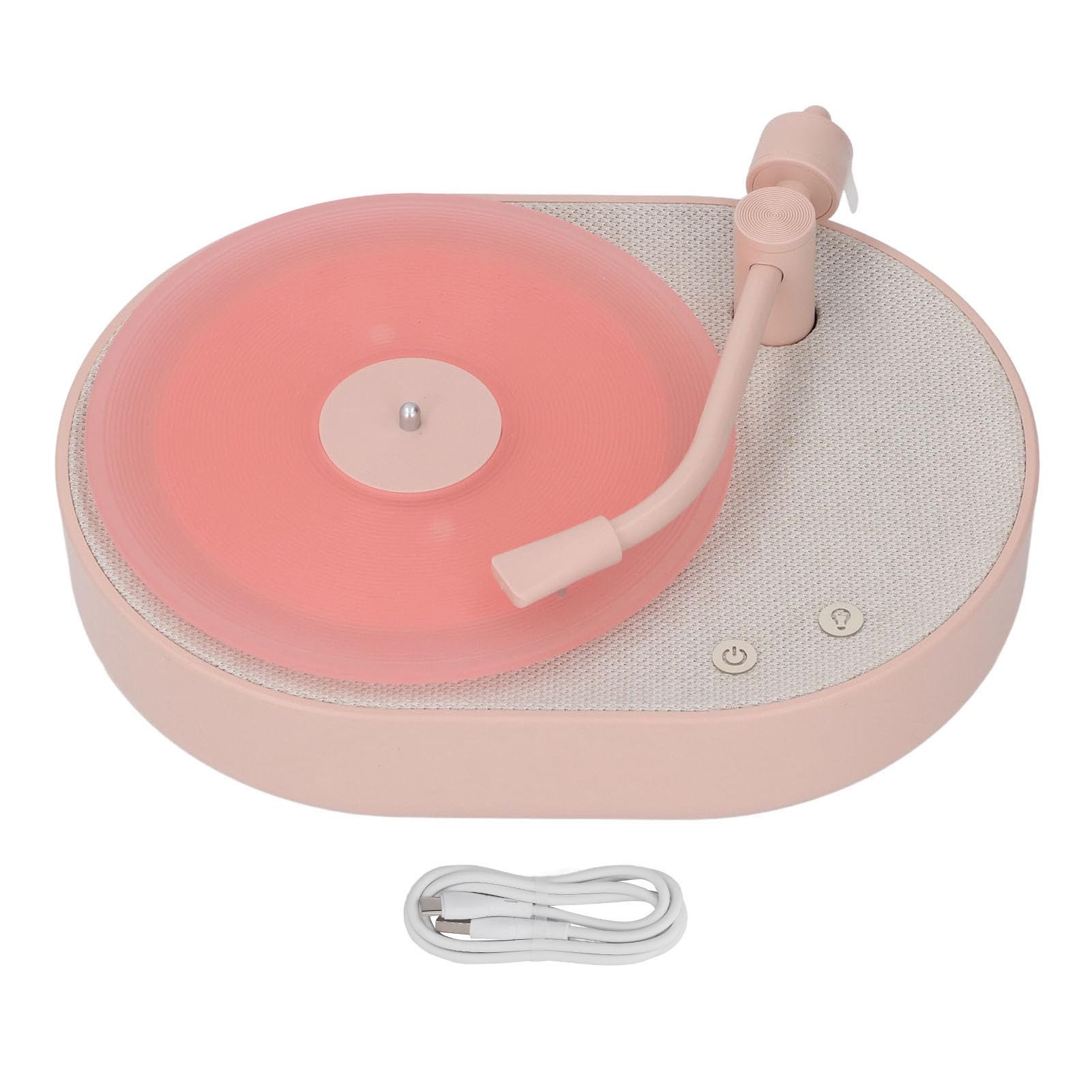 Luce Notturna con Altoparlante Bluetooth a Forma di Giradischi con Funzione di Aromaterapia per Decorazioni Domestiche e Musica Ambientale (Rosa Beige)