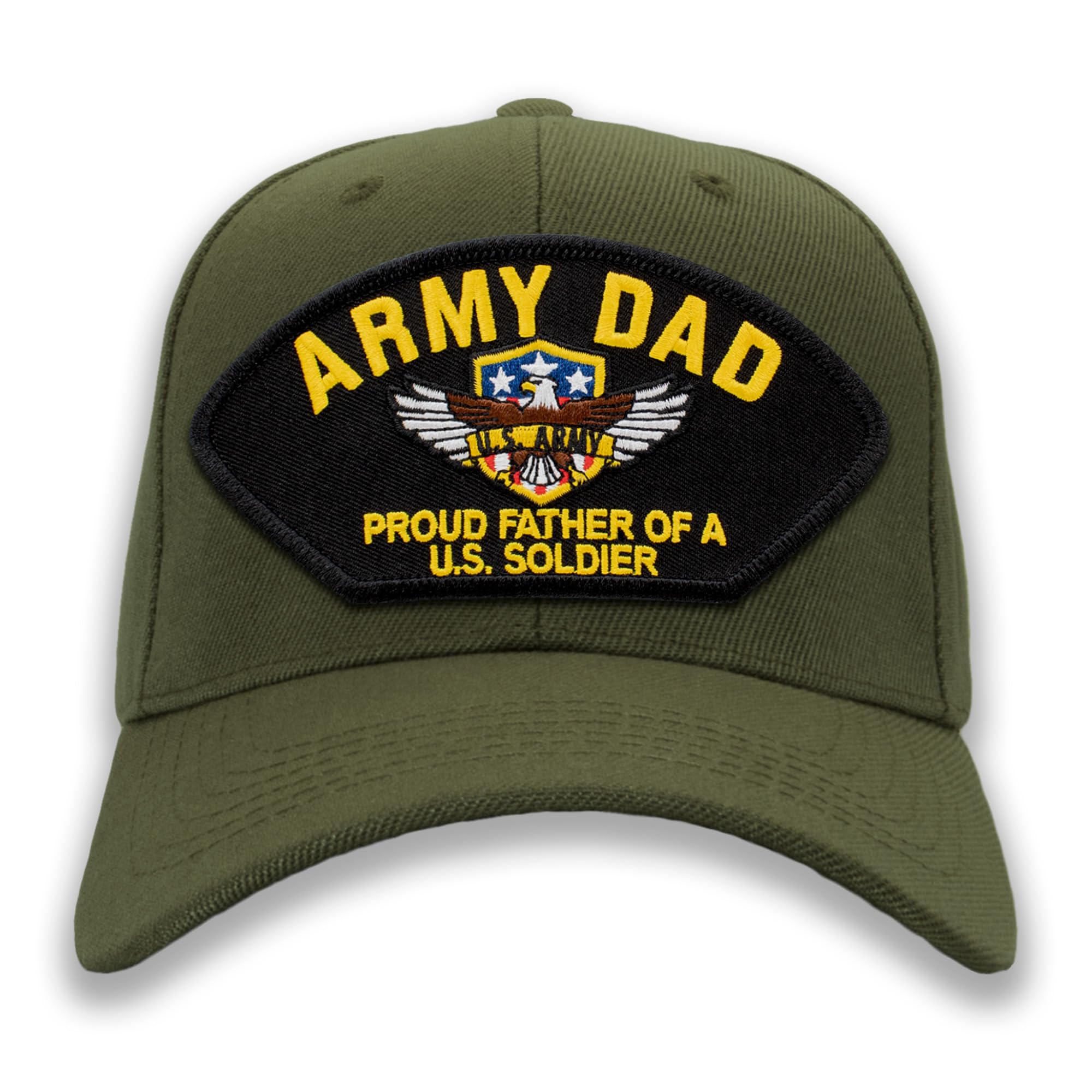 PATCHTOWN Army Dad - Proud Dad of a US Soldier Hat/Ballcap Adjustable One Size Fits Most (Olive Green, Standard (No Flag))