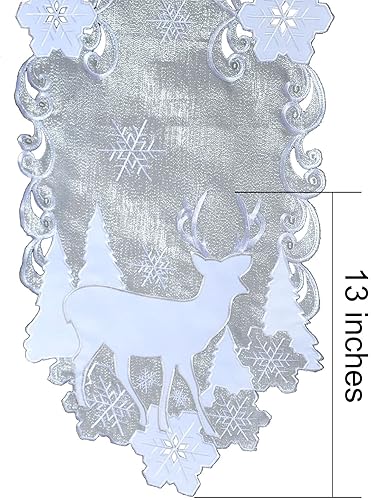 Miniatura 5 de Simhomsen Camino de mesa de reno plateado bordado para Navidad (13 x 54 pulgadas)