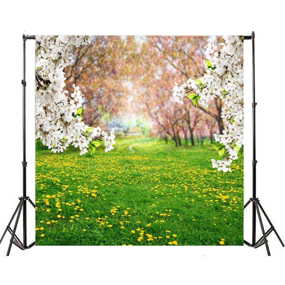 Yeele 20 x 200 cm wiosna malownicze tło do fotografii ogród kwiaty tło kwiaty kwiaty żółte kwiaty park drzewa naturalny krajobraz dziecko dziecko zdjęcie budka winylowa rekwizyty do studia