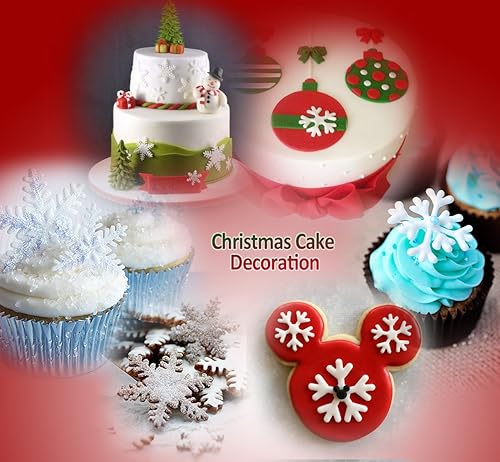 Miniatura 8 de ilauke Cortadores de galletas de copo de nieve, herramienta de estampado de fondant, cortador de galletas de Navidad, cortador de pastel de émbolo