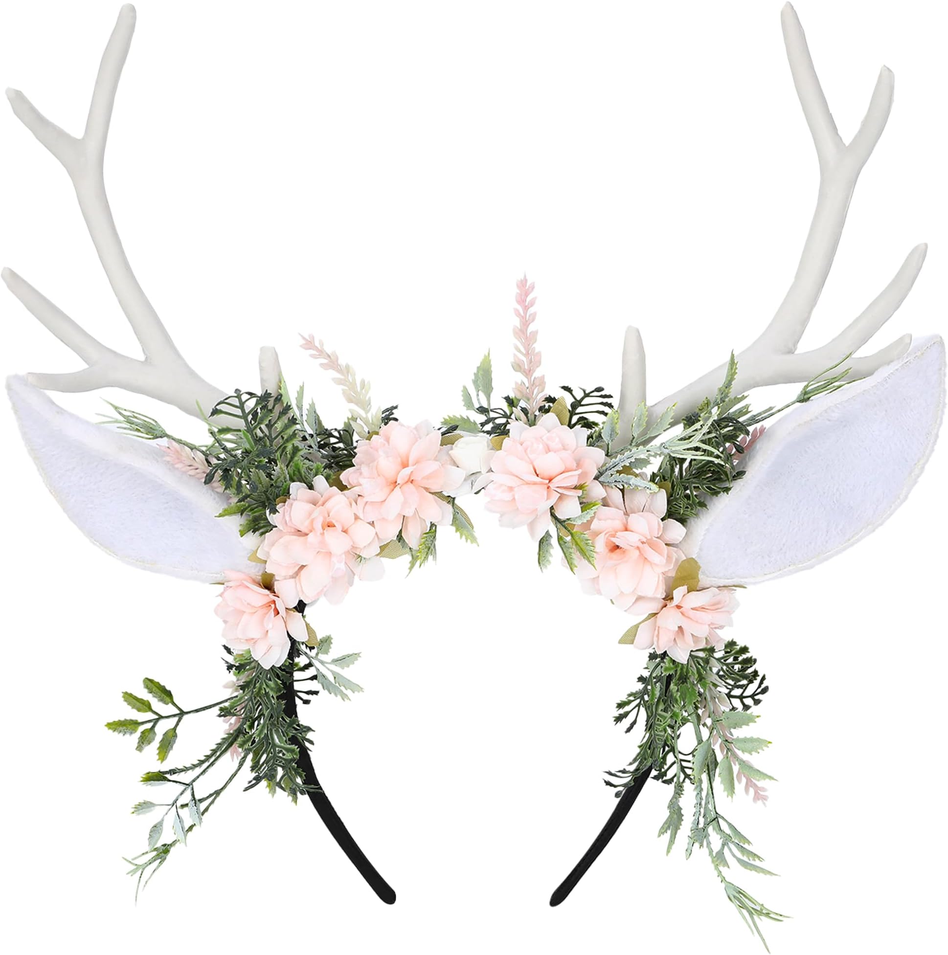 Amazon.com : MOSTORY Handmade Deer Ear Flower Antler Headband ...