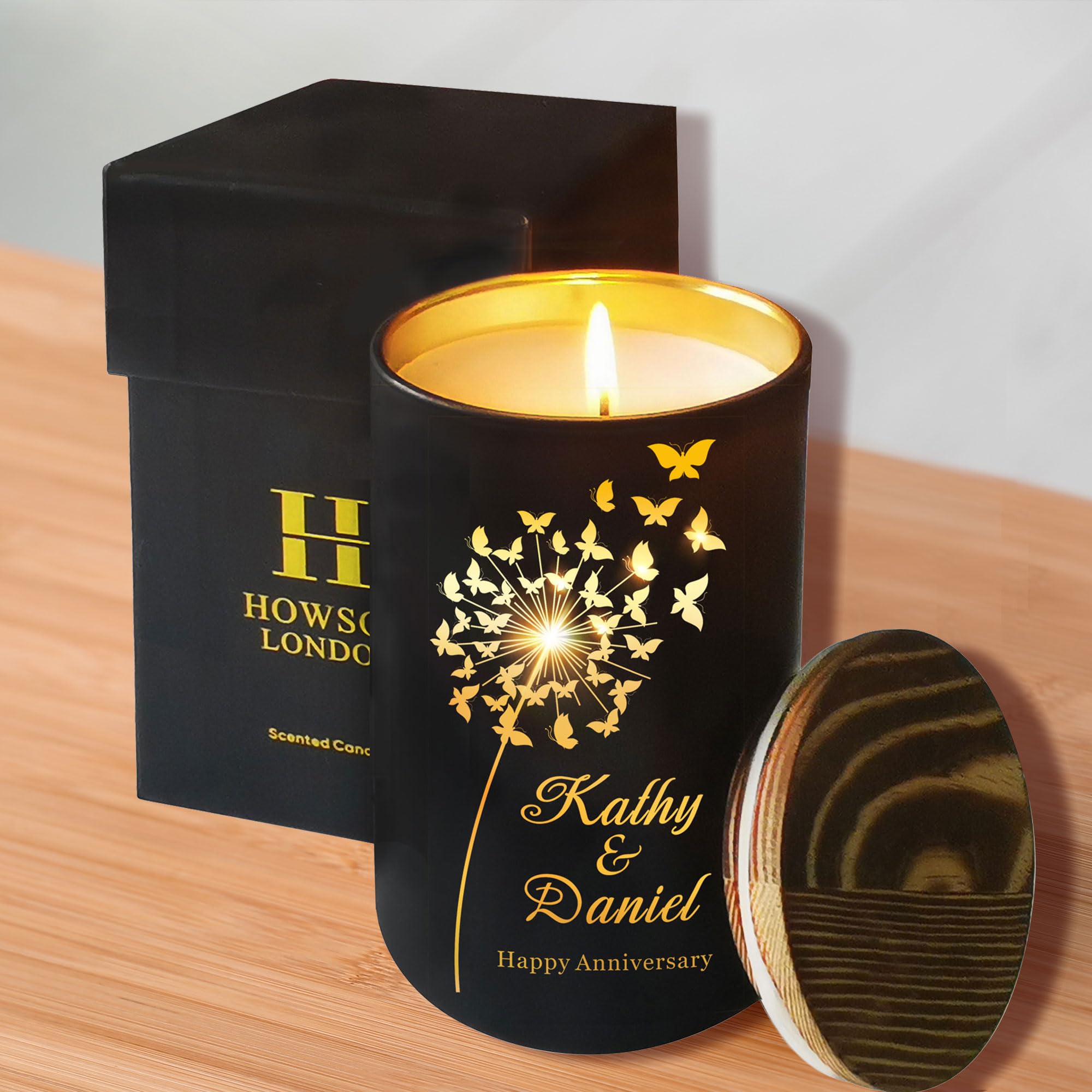 Personalised Candle Wedding Anniversary Candle Gifts for Couple for Her Scented Candles Gifts for Women Personalised Gift for 10 20th 25th 50th 60th Birthday Christmas Valentines Day (Design 03)