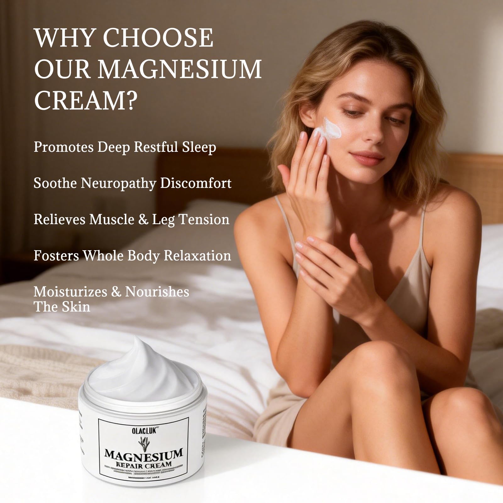 OLACLUK Neuropathy Magnesium Cream for Feet, Hands & Legs, 4 oz