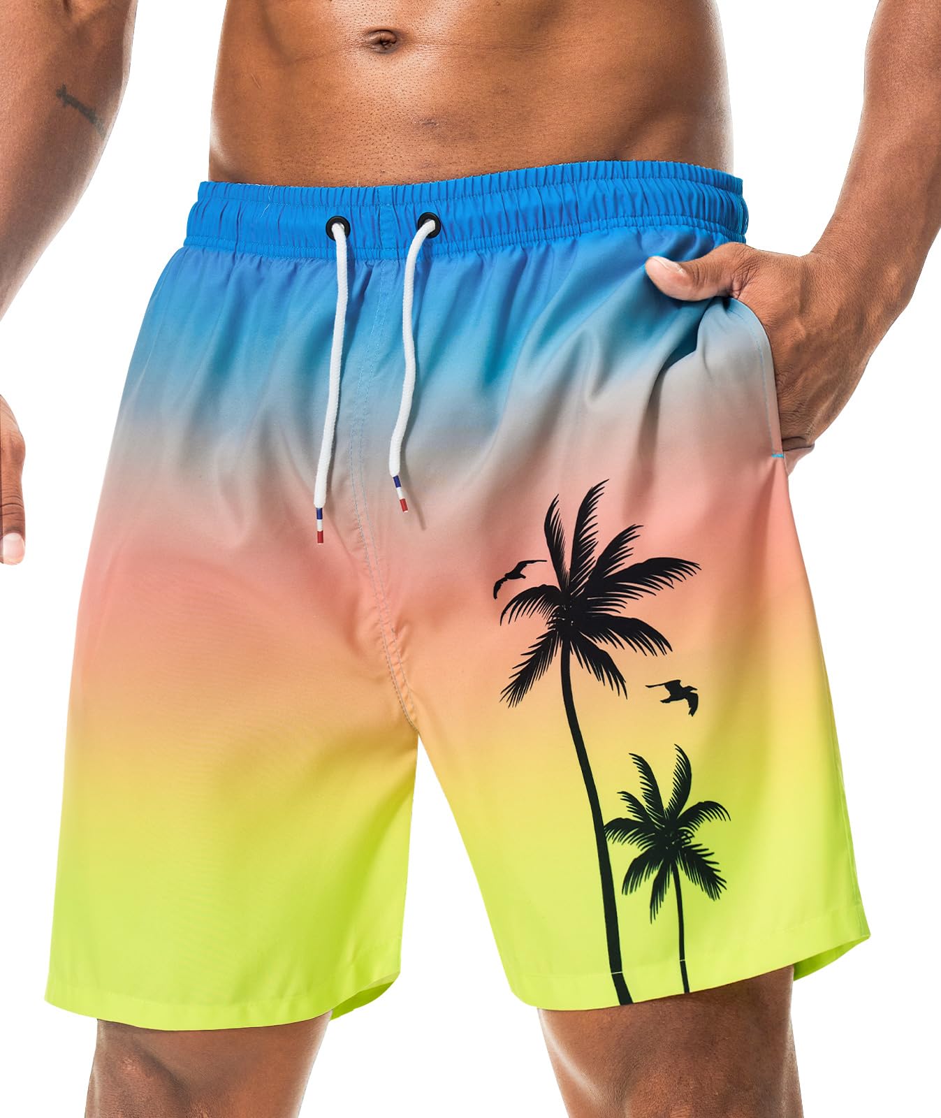 Danfiki Badehose Herren Lang Badeshorts Männer Innenhose Schwimmhosen Knielang Atmungsaktiv Schnelltrocknend Wasserabweisend Mit Tunnelzug Meshfutter Boardshorts Beachvolleyball Surfen
