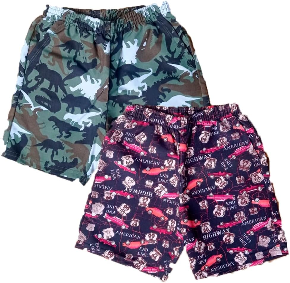 Kit 2 Bermudas Infantis Menino Manabana Praia e Piscina em Tactel Estampado – 4 a 10 Anos