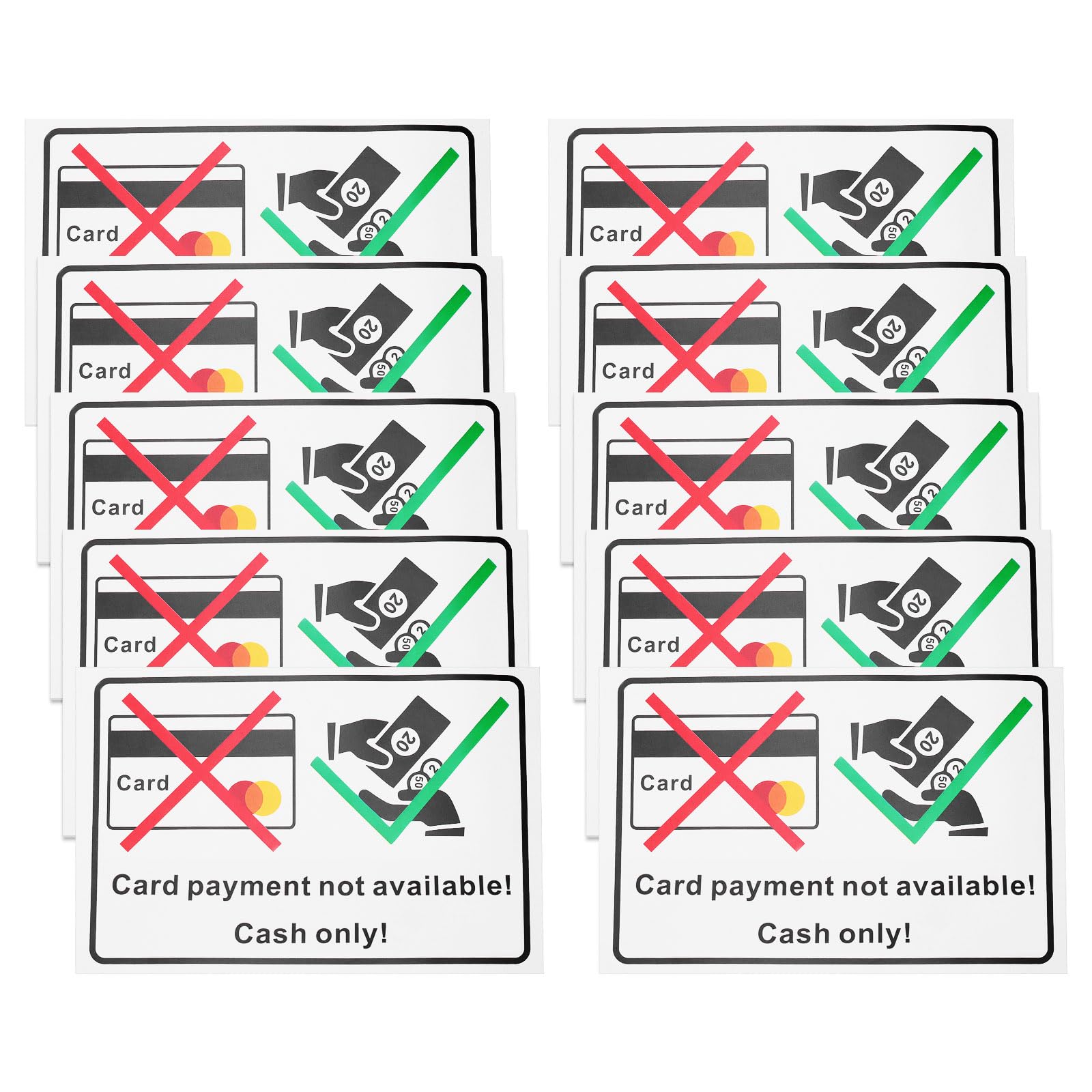 EMSea 10PCS English Version Cash Only Sticker 150x100mm Vinyl Sticker for Self Adhesive Cash Payment Sign Small Business Checkout Counter Cashier Register