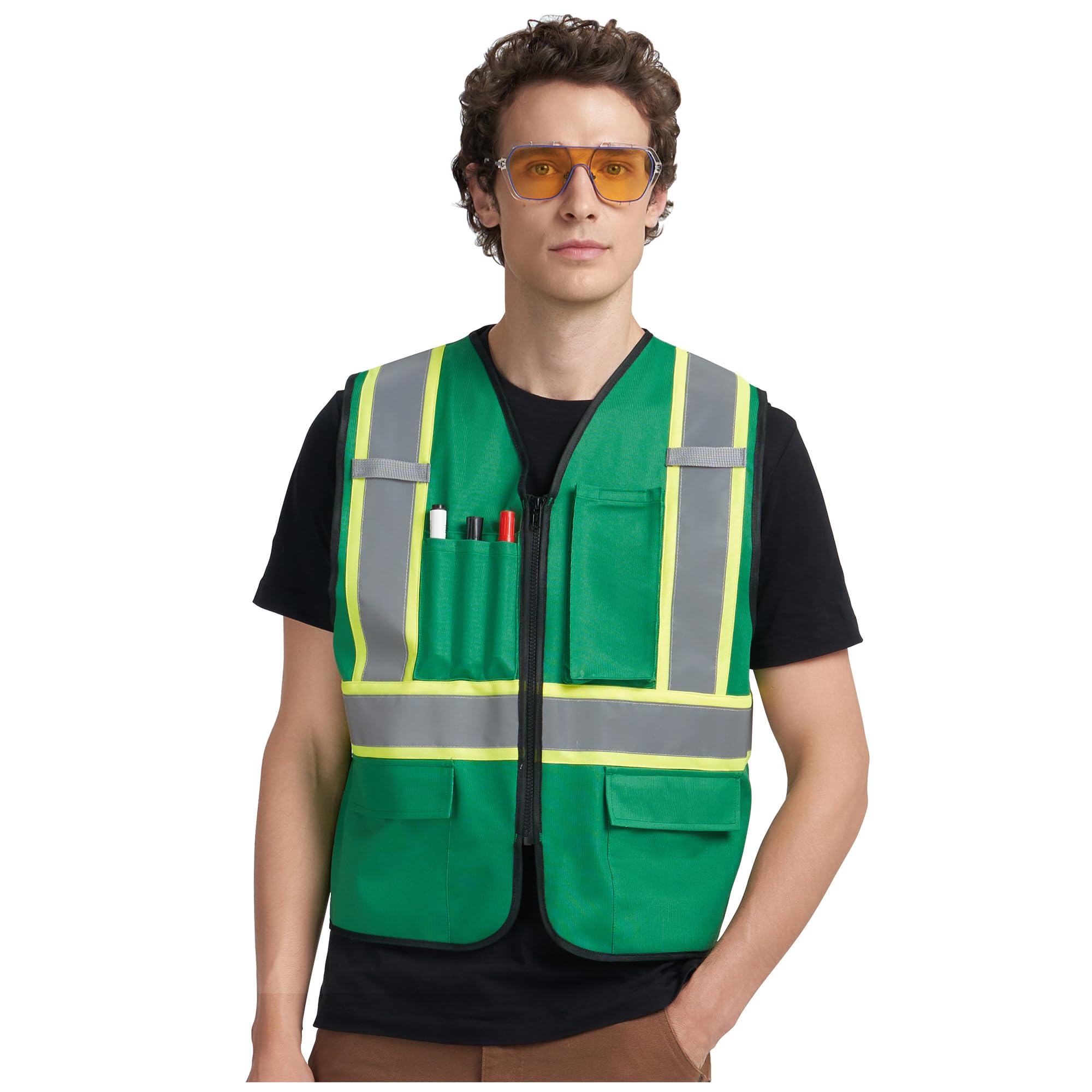 A-KSAFETY High Visibility Safety Vest for Men Women with Pockets and Zipper