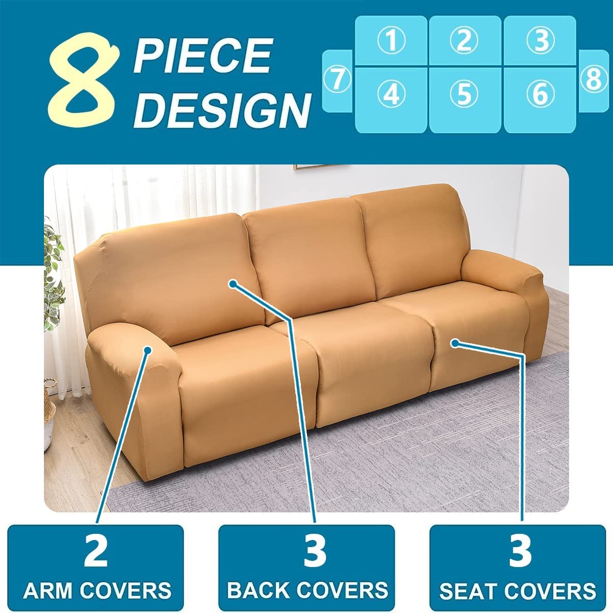 Copripoltrona Reclinabile Elasticizzato - Set 4/6/8 Pezzi Lavabile, Universale Per Poltrone Relax - Foto 4