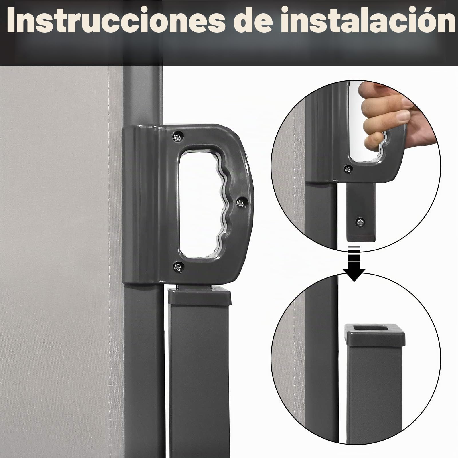 Froadp 200x300cm Toldos de Exterior para Patio Carpas Mampara de Poliéster Resistente Biombos Lateral Retráctil para Balcón y Terrazas Verticales Pergolas Protege la Privacidad y Solar (Gris)