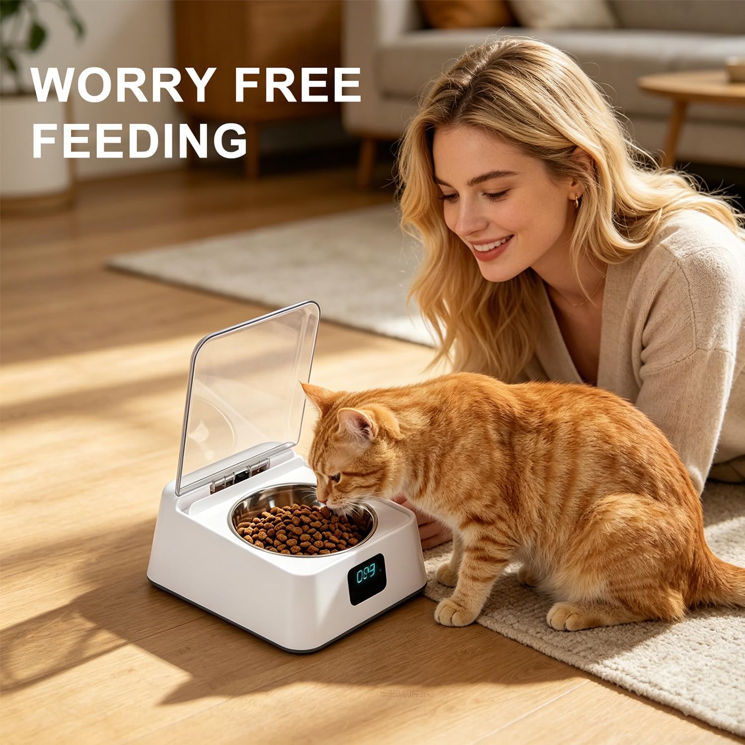 Nassfutterautomat für Katzen, 350ml Katzenfutter Automat mit Infrarot Sensor, Automatischer Futternapf mit aufklappbarem Deckel Für kleine & mittelgroße Hunde und Katzen & für Nass- & Trockenfutter