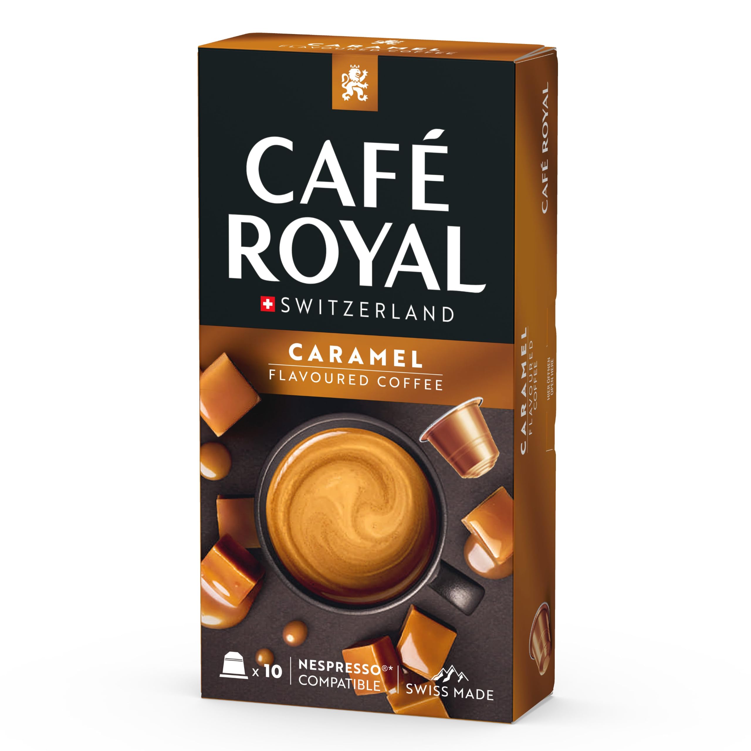 Café Royal Caramel aromatizado 100 Kapseln für Nespresso Kaffee Maschine - Rainforest Alliance-zertifizierte Kaffeekapseln aus Aluminio