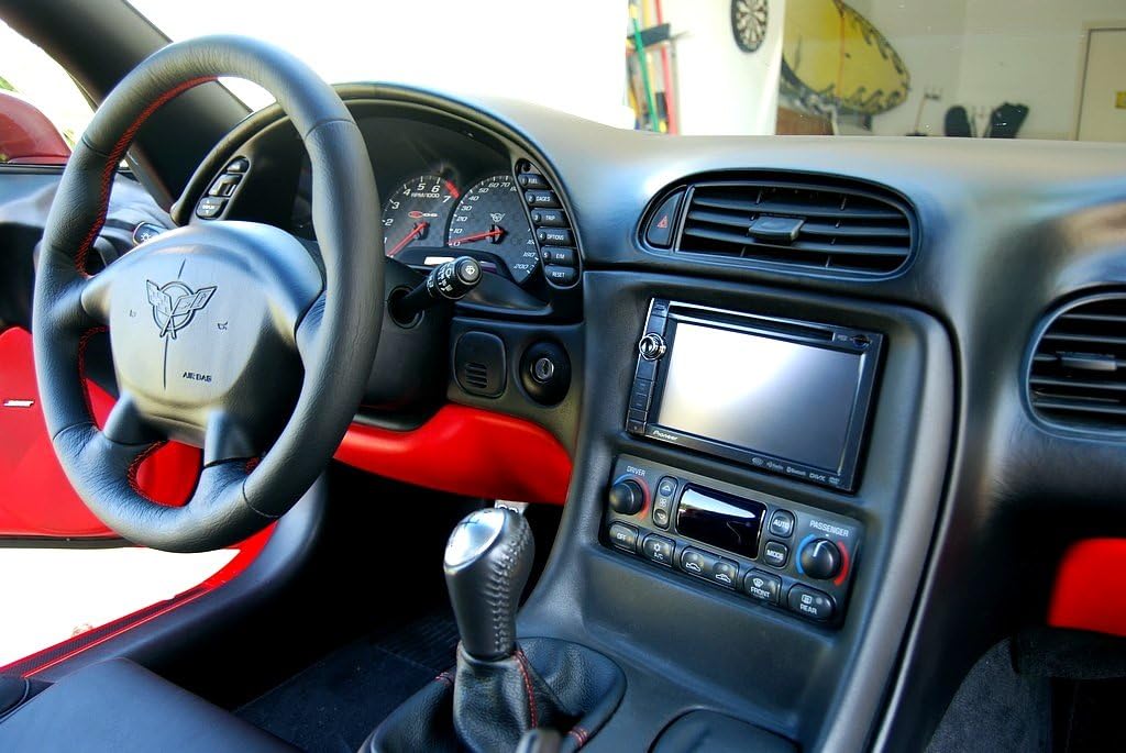 RedlineGoods Shift Boot - C6 Shifter Compatible with Chevrolet Corvette C5 1997-04. Tailor Made - not Universal. Genuine top-Grade Italian Black Leather with Black Thread