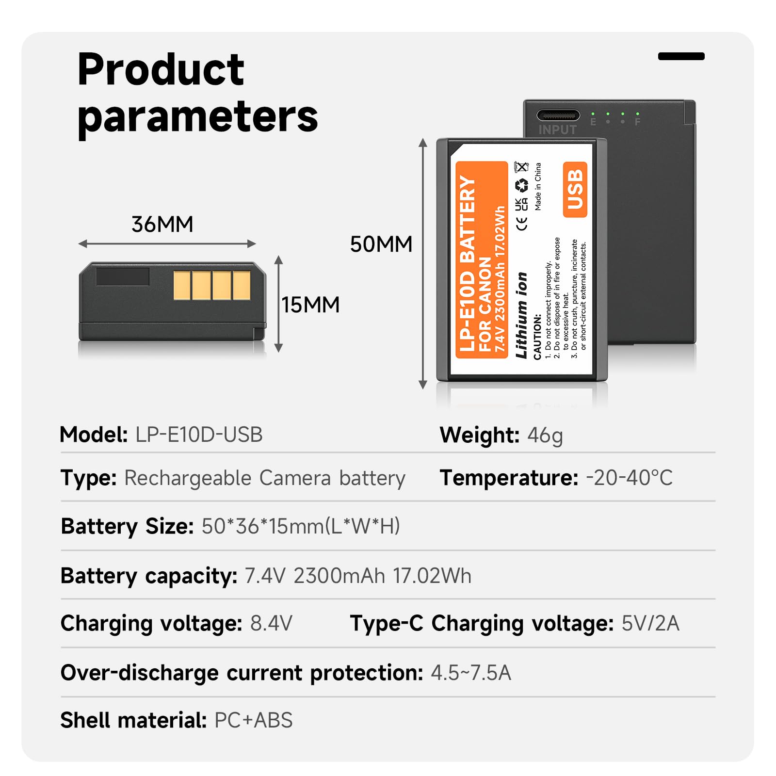Artman LP-E10 Battery 2-Pack 1600mAh And Upgraded USB-C Dual LCD Charger For Canon LP E10, EOS Rebel T3 T5 T6 T7 T100, Kiss X50 X70 X80 X90, EOS 1100D 1200D