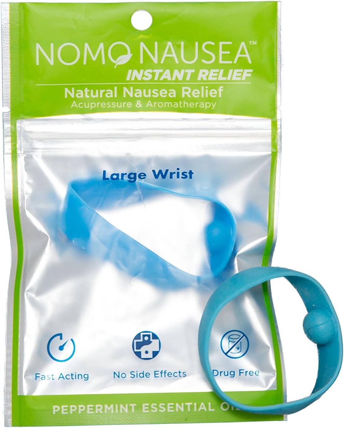NoMo NauseaInstant Relief Large Blue Aromatherapy Anti-Nausea Bands with Acupressure