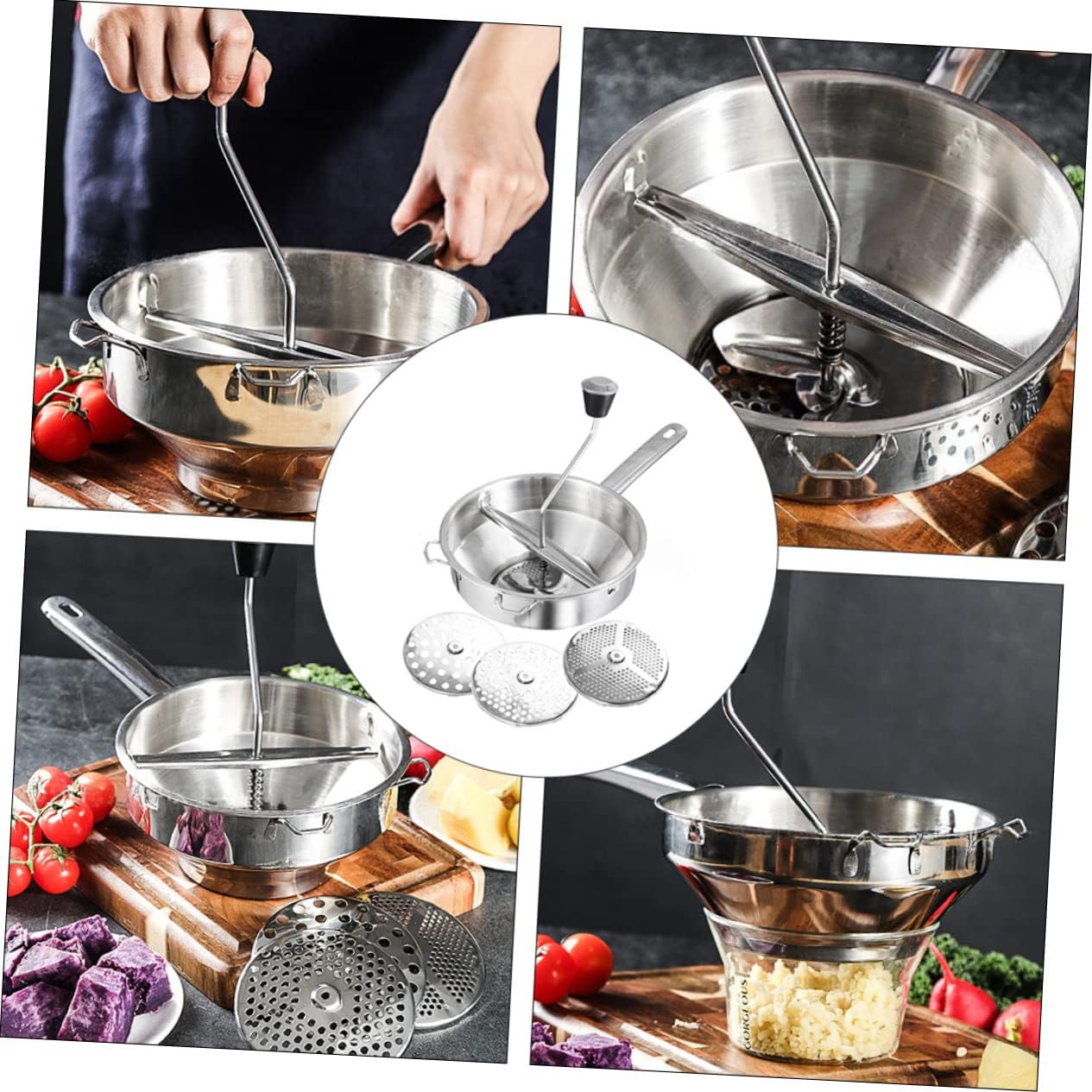 IMIKEYA 1Pc Stainless Steel Food Blender for Vegetable and Fruit Cooking Making Tool with Comfortable to Clean Disassembly for Kitchen Use