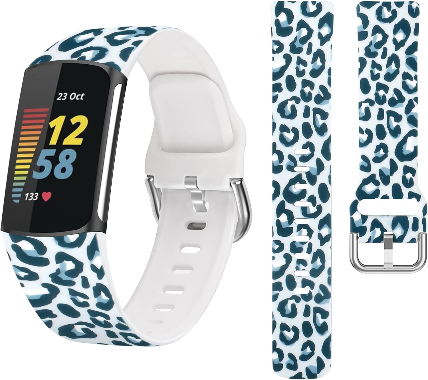 Vozehui Band Compatible with Fitbit Charge 5 Leopard Print