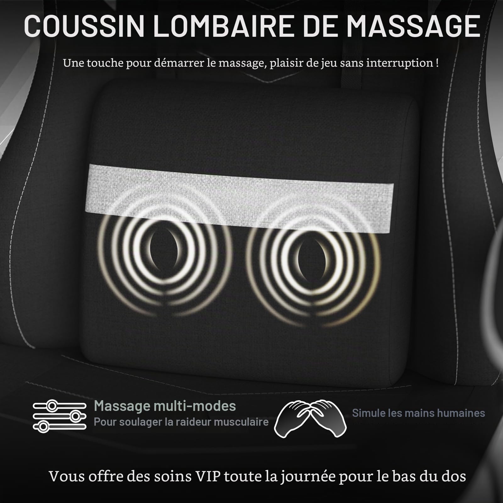 Ferghana Chaise Gaming Ergonomique，Chaise Bureau Gamer，Fauteuil Gamer avec Massage Lombaire,Respirant Tissu,Dossier Inclinable,Repose-Pieds,Hauteur Réglable,Fauteuil de Bureau-Adulte/Enfant，Noir