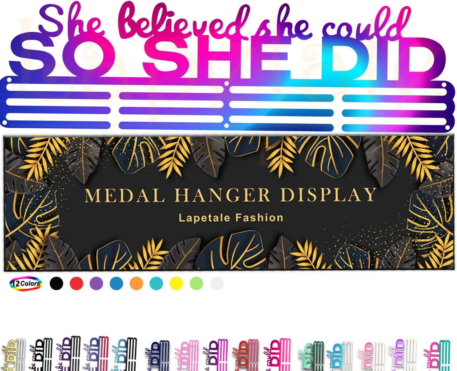 Medal Holder Display Hanger Wall Rack Frame -Design Sturdy Mount Over 60 Medals Easy to Install Easy to Use Gymnastics,Soccer,Softball,Cheer Wall Display Gold
