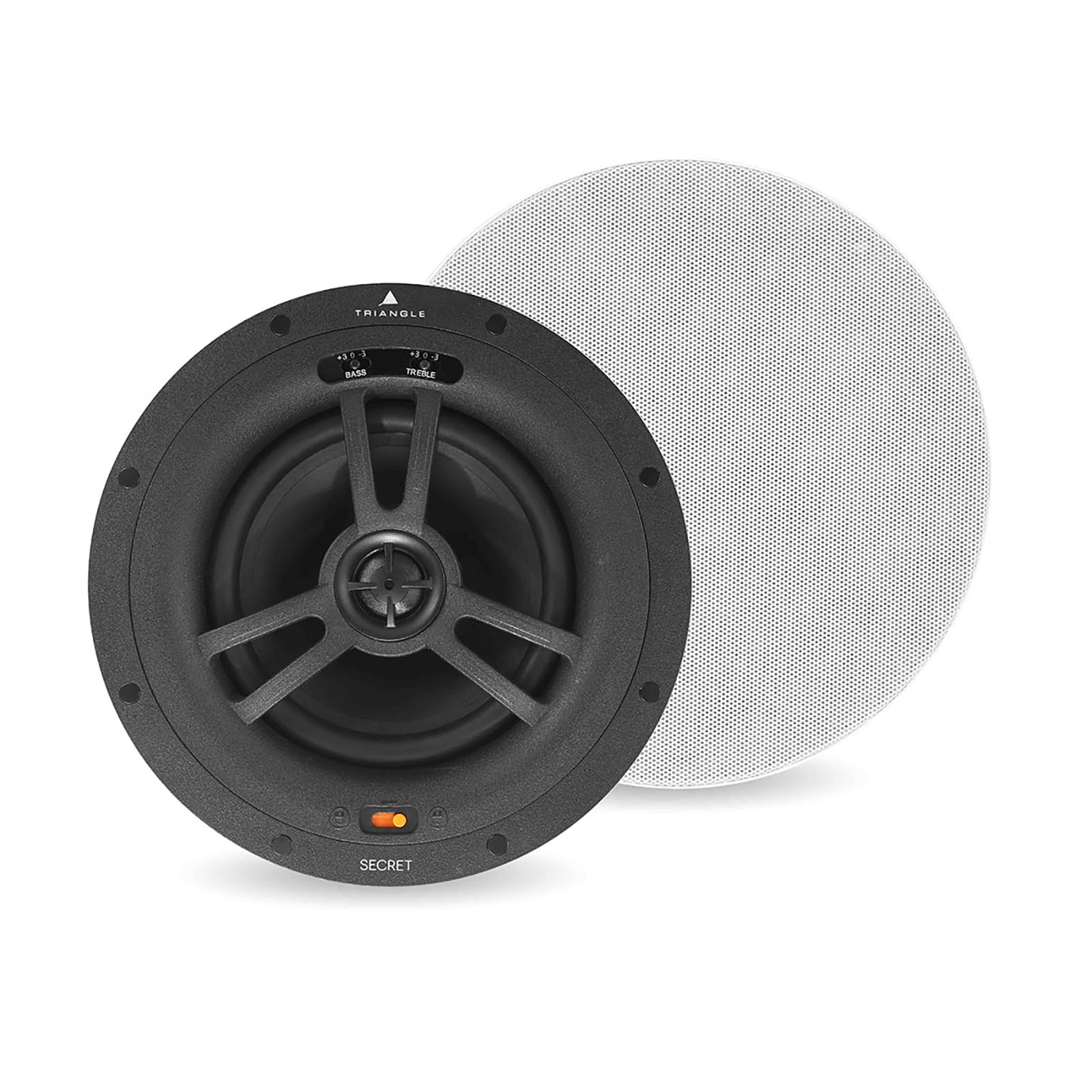 Triangle - Secret EMT7 - Enceinte encastrable Plafond – Installation Ultra Simple – Haut-parleurs Coaxial 17 cm –Tweeter Orientable - Musique & Effets Surround/Atmos Cinéma - Ø230 x 90 mm (Pièce)