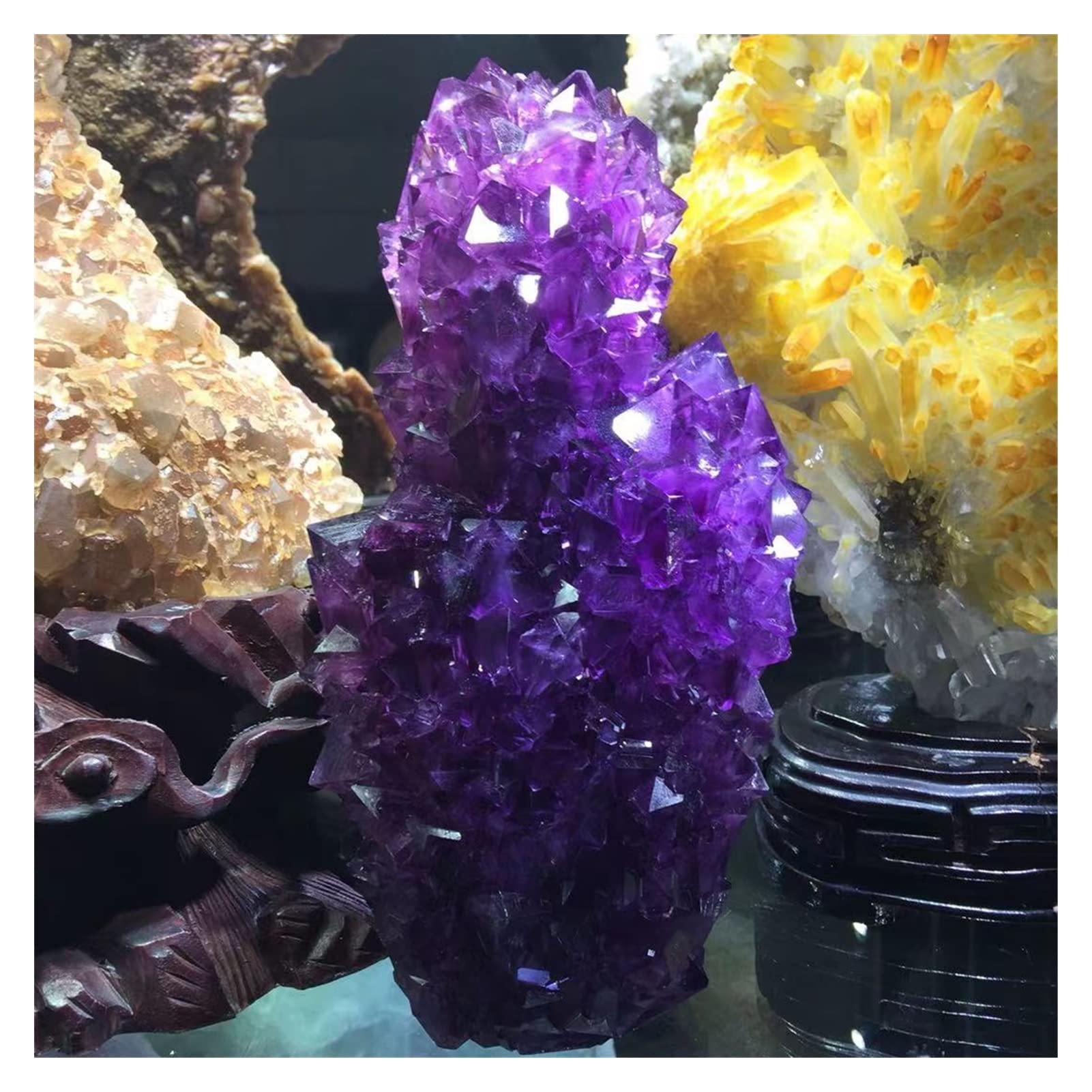 Lleno de Textura Bonito racimo Puntiagudo de alumbre púrpura Cristal Gigante fengshui Piedra Home Deco (Color : Rosa, Size : One Size)