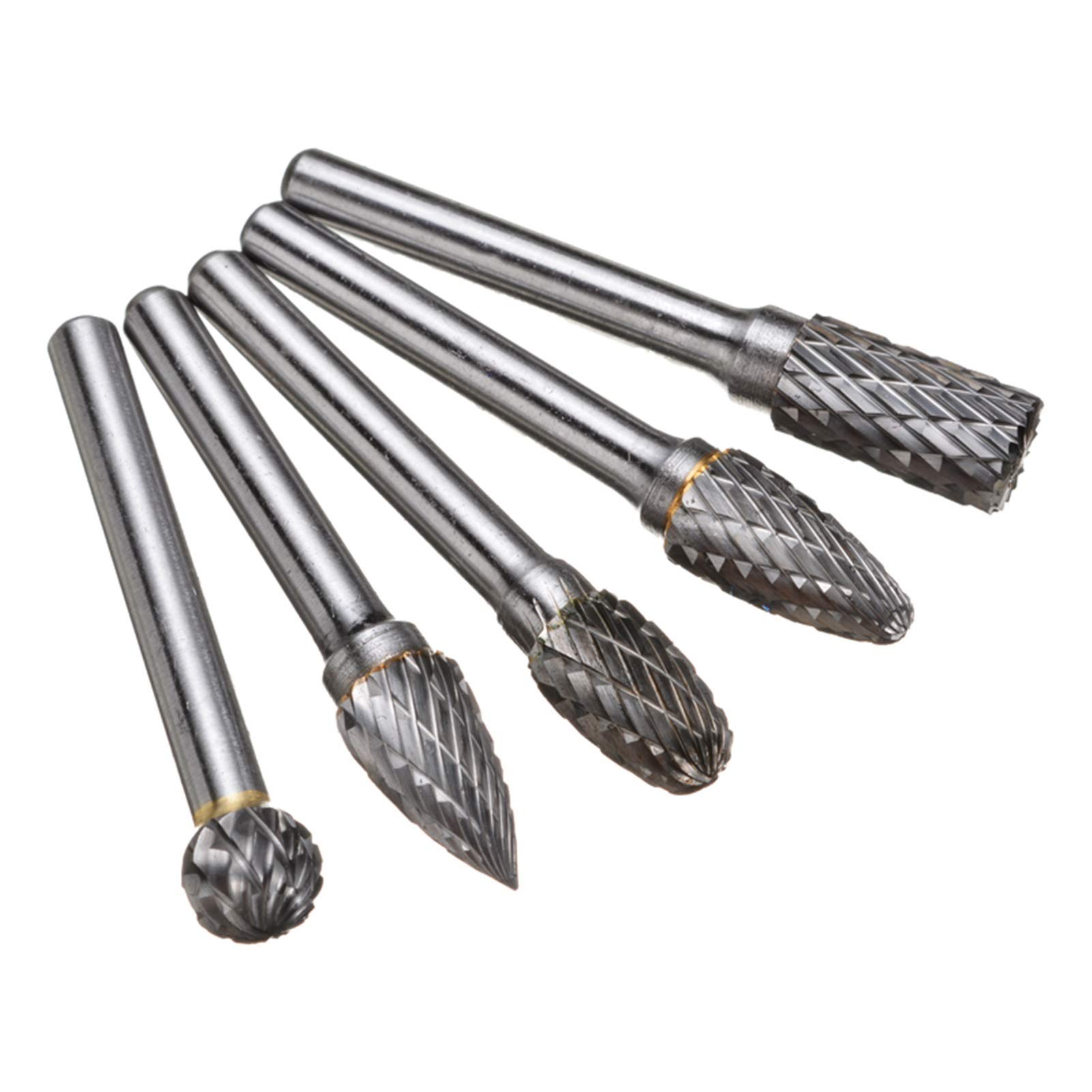 Pilniki metalowe do stali, narzędzia mechaniczne, zestaw pilników metalowych 5 szt. 6 mm chwyt z węglików spiekanych końcówka szlifierska pilnik obrotowy, używany do gratowania i polerowania metalu, u