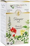 Celebration Herbals Organic Ginger Thé à base de racines – Organique, Kosher (24 Sacs à thé - 24g) | Zingiber officinale thé à base de plantes terreux et chaud, apprécié dans les traditions à base d'herbes