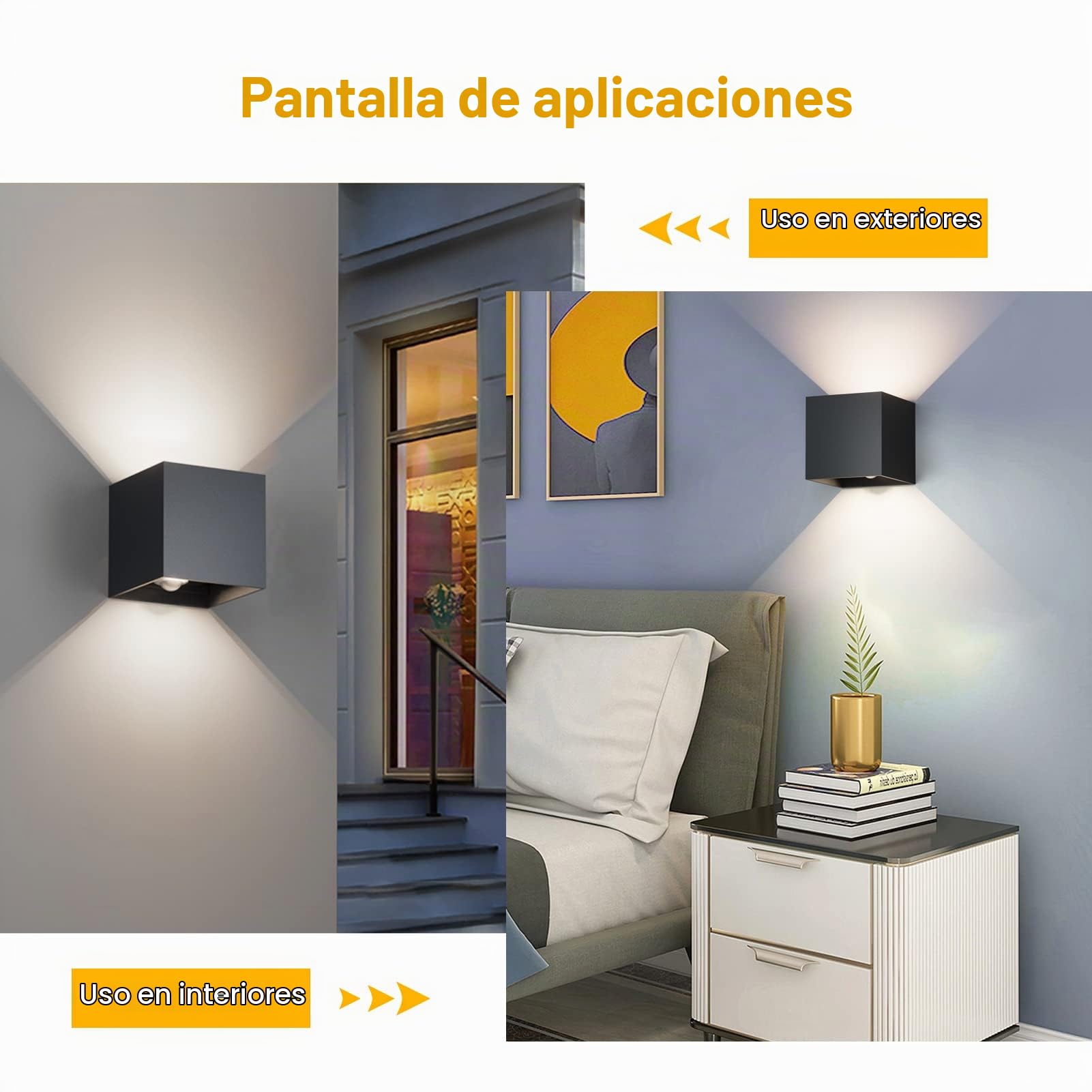 Klighten Aplique de pared con sensor de movimiento 2PCS, 12W Aplique pared exterior/interior con haz de luz ajustable, 4000K Blanco natural, Lámparas de pared Ip65 con sensor (Antracita)