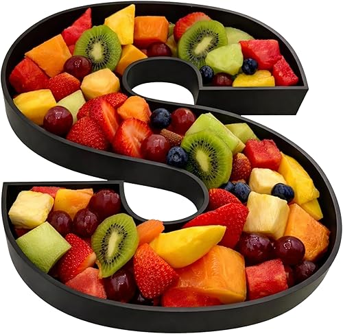 Miniatura 58 de Bandejas de plástico duro reutilizables y rellenables con letras y números para decoración de fiesta (E, Blanco)