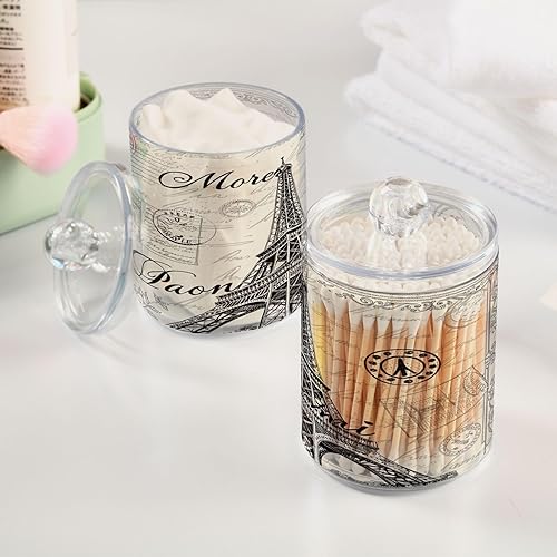 Miniatura 5 de Apothecary Jars - Organizador de almacenamiento de baño con tapa, recipiente de almacenamiento de 14 onzas, tarro de plástico transparente de la