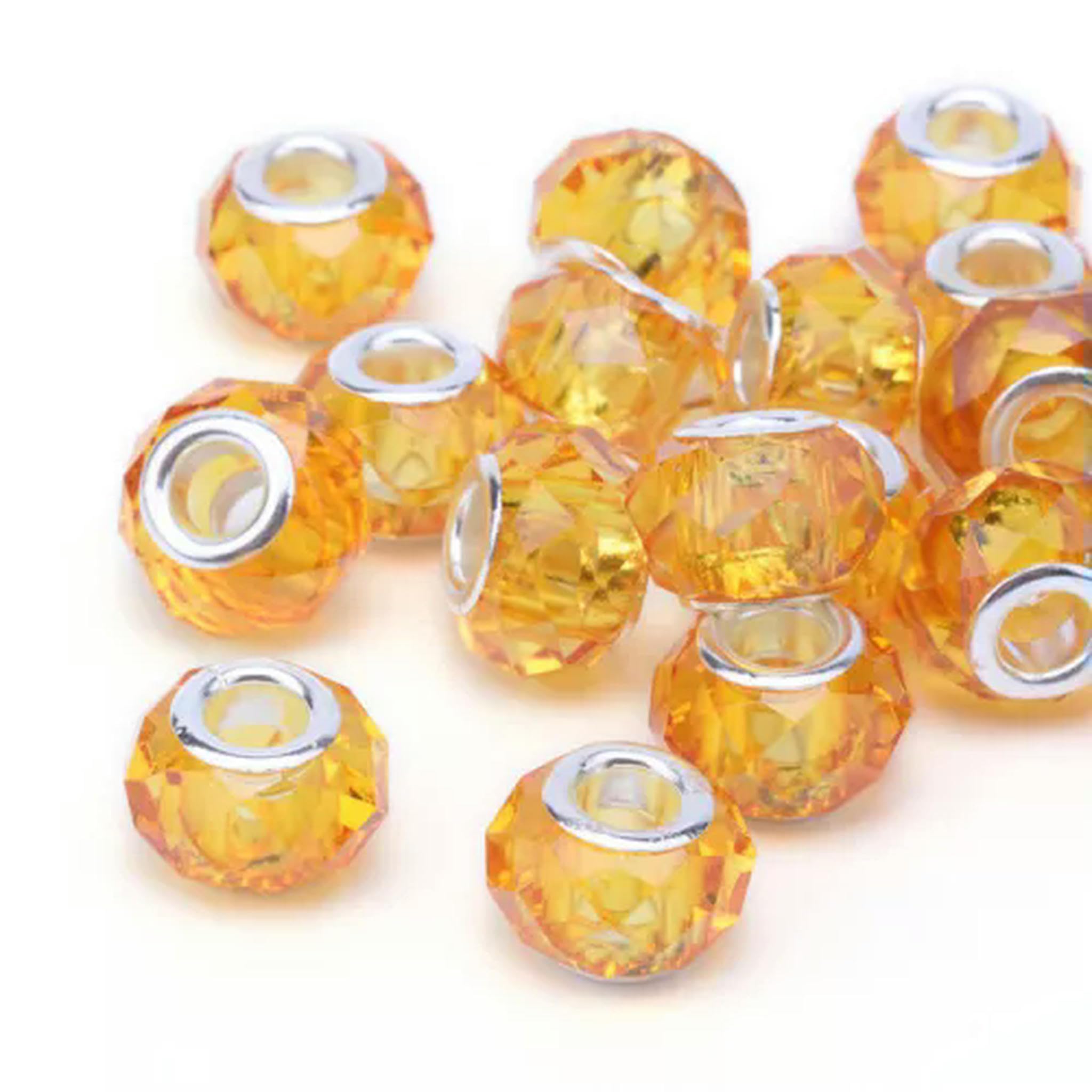 Koraliki z dużym otworem, Opakowanie 100 mosiężnych koralików z otworem 14x8 mm, wielokolorowe(Gold)
