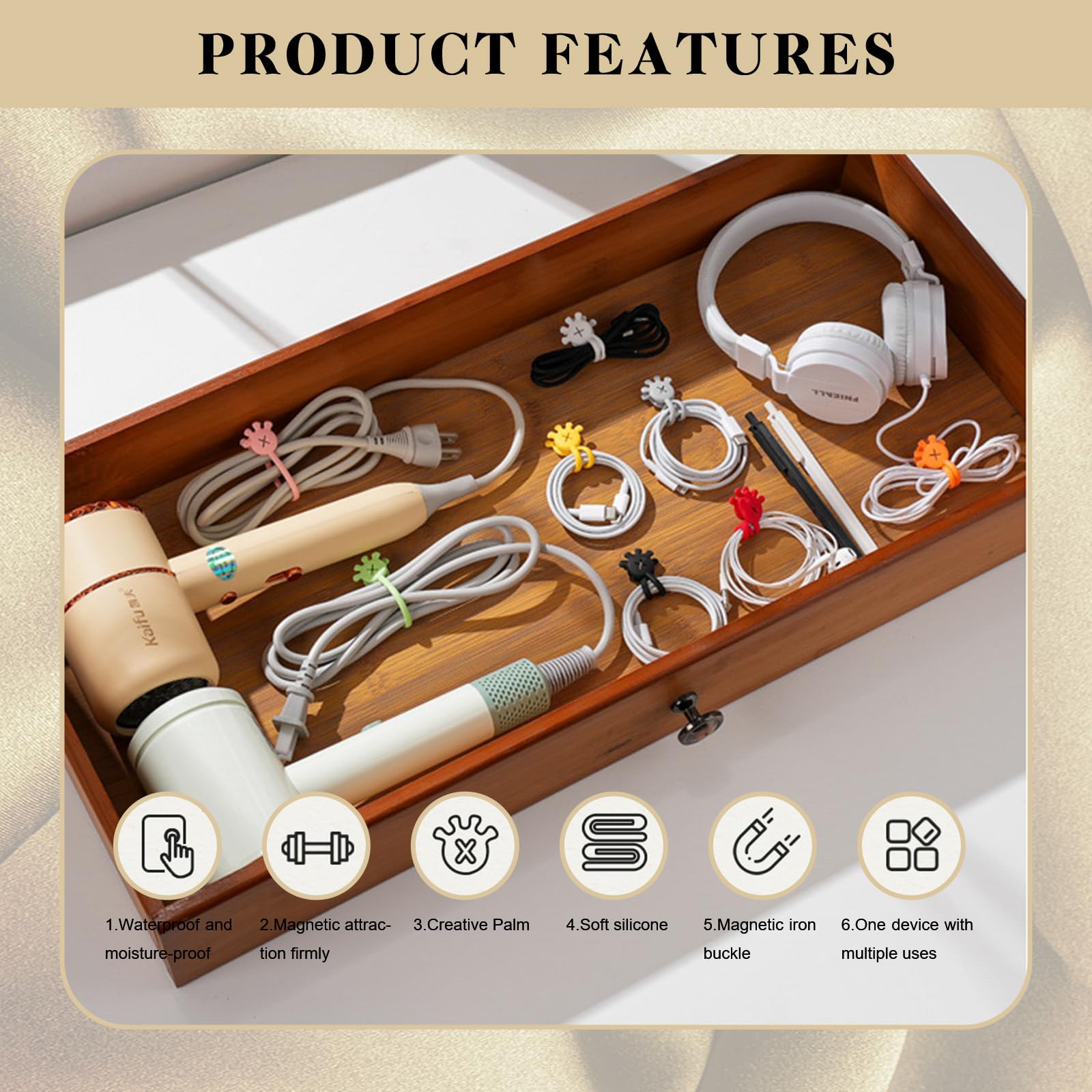 WSZJINB 70 Pezzi Fascette Riutilizzabili Lunghe 15 C, Fascette Nero Regolabili Con Gancio E - Foto 10