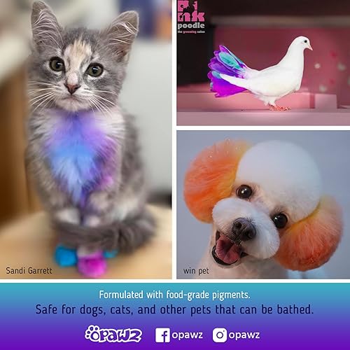 Miniatura 2 de OPAWZ Tinte para pelo de perro semipermanente, tinte para perros con pigmento de grado alimenticio, tinte para mascotas no tóxico para perros, gatos